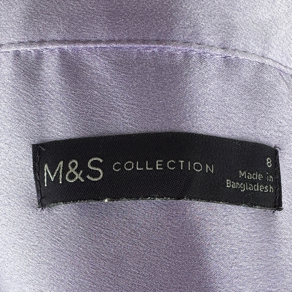 M&S Collections Lavender Satin Button Down Top - Picture 4 of 9